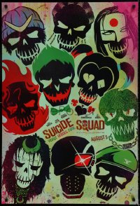 5s841 SUICIDE SQUAD teaser DS 1sh 2016 Smith, Leto as the Joker, Robbie, Kinnaman, cool art!