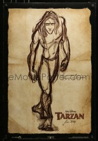 5s857 TARZAN teaser DS 1sh 1999 June, Walt Disney, Edgar Rice Burroughs, great sketch artwork!