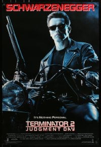 5s864 TERMINATOR 2 int'l 1sh 1991 Arnold Schwarzenegger on motorcycle with shotgun!