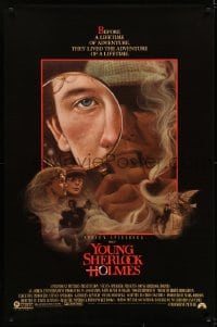 5s995 YOUNG SHERLOCK HOLMES 1sh 1985 Steven Spielberg, Nicholas Rowe, really cool detective art!