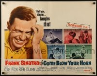 5t589 COME BLOW YOUR HORN 1/2sh 1963 close up of laughing Frank Sinatra, from Neil Simon's play!