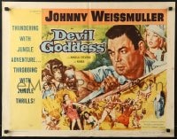 5t605 DEVIL GODDESS 1/2sh 1955 Johnny Weissmuller is NOT Jungle Jim, cool jungle montage art!