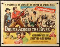 5t614 DRUMS ACROSS THE RIVER style A 1/2sh 1954 Audie Murphy in an empire of savage hate, cool art!