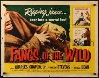 5t628 FANGS OF THE WILD 1/2sh 1954 great art of Shep the Wonder Dog tearing into his foe!