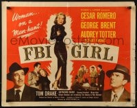 5t632 FBI GIRL 1/2sh 1951 sexy full-length image of Audrey Totter with gun, horizontal title!