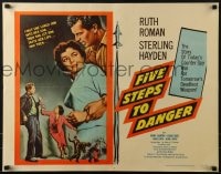 5t639 FIVE STEPS TO DANGER 1/2sh 1957 great artwork of Sterling Hayden handcuffed to Ruth Roman!