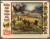 5t672 HELL IS FOR HEROES 1/2sh 1962 Steve McQueen, Bob Newhart, cool art of WWII battle!