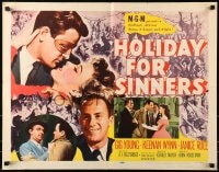 5t680 HOLIDAY FOR SINNERS style B 1/2sh 1952 Gig Young, Keenan Wynn, Janice Rule, love wears a mask!