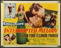 5t697 INTERRUPTED MELODY style A 1/2sh 1955 artwork of Glenn Ford embracing Eleanor Parker!