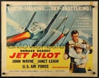 5t703 JET PILOT style B 1/2sh 1957 great art of John Wayne, jets & sexy Janet Leigh, Howard Hughes!