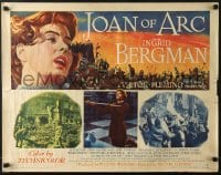 5t706 JOAN OF ARC style B 1/2sh 1948 different art and images of Ingrid Bergman, ultra rare!