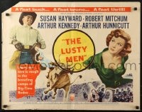 5t758 LUSTY MEN style B 1/2sh 1952 Robert Mitchum with sexy Susan Hayward & riding bull!