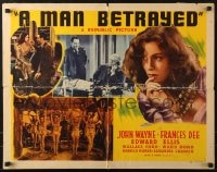 5t766 MAN BETRAYED style B 1/2sh 1941 John Wayne investigates murder & falls for Frances Dee, rare!