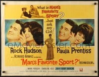 5t771 MAN'S FAVORITE SPORT 1/2sh 1964 fake fishing expert Rock Hudson in love w/Paula Prentiss!