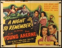 5t792 NIGHT TO REMEMBER style A 1/2sh 1942 Loretta Young & Brian Aherne in a mirthful murder mystery!