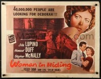 5t987 WOMAN IN HIDING style B 1/2sh 1950 Ida Lupino is on the run from her husband Stephen McNally!