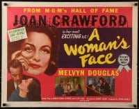 5t988 WOMAN'S FACE style A 1/2sh R1954 Joan Crawford, Margaret Sullavan, Melvyn Douglas, Young