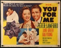 5t998 YOU FOR ME style B 1/2sh 1952 should pretty Jane Greer marry Peter Lawford or Gig Young, money or love?