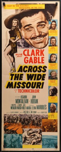 5t007 ACROSS THE WIDE MISSOURI insert 1951 art of smiling Clark Gable & sexy Maria Elena Marques!