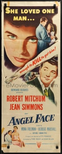 5t022 ANGEL FACE insert 1953 Robert Mitchum, pretty heiress Jean Simmons, Otto Preminger, Hughes