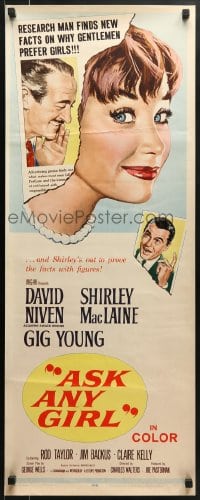 5t024 ASK ANY GIRL insert 1959 David Niven finds why gentlemen prefer Shirley MacLaine!