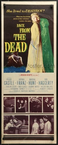 5t029 BACK FROM THE DEAD insert 1957 Peggie Castle lived to destroy, cool sexy horror art & image!