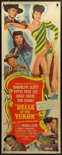 5t040 BELLE OF THE YUKON insert 1944 Randolph Scott, sexy full-length Gypsy Rose Lee, Dinah Shore!