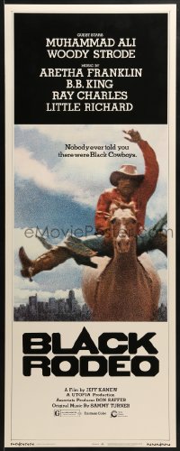 5t046 BLACK RODEO insert 1972 Muhammad Ali, Woody Strode, black cowboy on horse in city image!