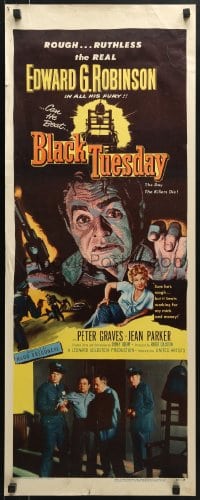 5t047 BLACK TUESDAY insert 1955 Peter Graves, sexy Jean Parker & ruthless Edward G. Robinson!
