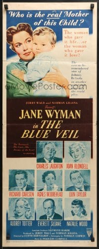 5t054 BLUE VEIL insert 1951 portraits of Charles Laughton, Jane Wyman, Joan Blondell & more!