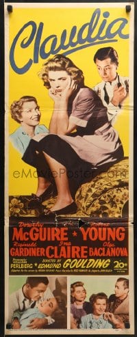 5t084 CLAUDIA insert 1943 full-length Dorothy McGuire + Robert Young & Ina Claire!