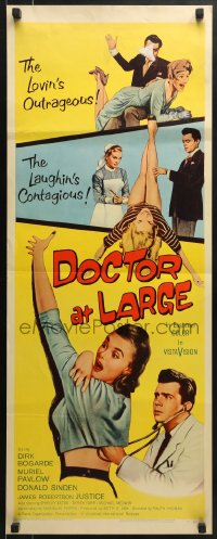 5t107 DOCTOR AT LARGE insert 1957 wild image of Dirk Bogarde spanking a woman and more!