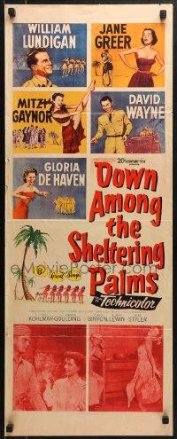 5t110 DOWN AMONG THE SHELTERING PALMS insert 1953 sexy Jane Greer, Mitzi Gaynor & Gloria De Haven!