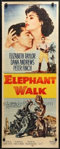 5t115 ELEPHANT WALK insert 1954 Elizabeth Taylor, Dana Andrews & Peter Finch, cool elephant art!