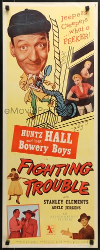 5t124 FIGHTING TROUBLE insert 1956 Huntz Hall & the Bowery Boys, jeepers creepers what a peeker!