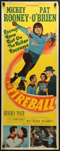 5t125 FIREBALL insert 1950 Mickey Rooney skating in roller derby running a riot on the raceways!