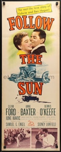 5t131 FOLLOW THE SUN insert 1951 Glenn Ford in the story of Valerie and Ben Hogan + cool golf art!