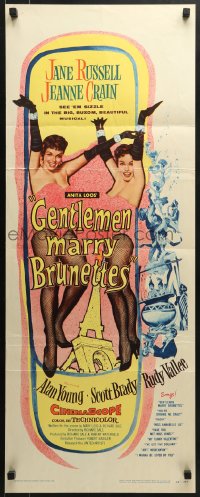 5t138 GENTLEMEN MARRY BRUNETTES insert 1955 sexy Jane Russell & Jeanne Crain in the buxom musical!