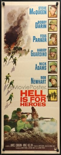 5t158 HELL IS FOR HEROES insert 1962 Steve McQueen, Bob Newhart, Fess Parker, Bobby Darin