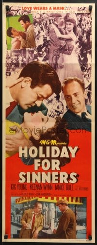5t162 HOLIDAY FOR SINNERS insert 1952 Gig Young, Keenan Wynn, Janice Rule, love wears a mask!