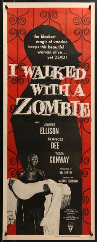 5t175 I WALKED WITH A ZOMBIE insert R1956 classic Val Lewton & Jacques Tourneur voodoo horror!