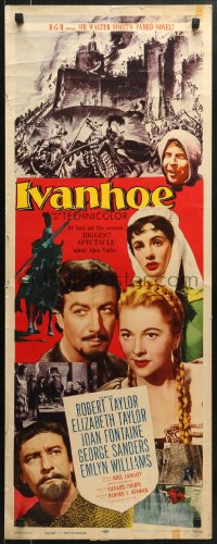 5t190 IVANHOE insert 1952 pretty Elizabeth Taylor, Robert Taylor & Joan Fontaine!