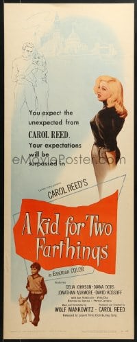 5t199 KID FOR TWO FARTHINGS insert 1956 art of sexy Diana Dors, directed by Carol Reed!