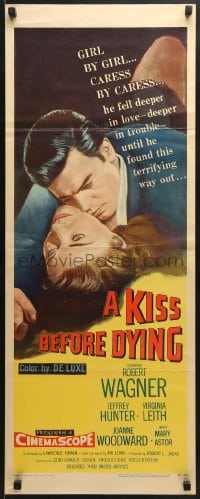 5t204 KISS BEFORE DYING insert 1956 great close up art of Robert Wagner & Joanne Woodward!