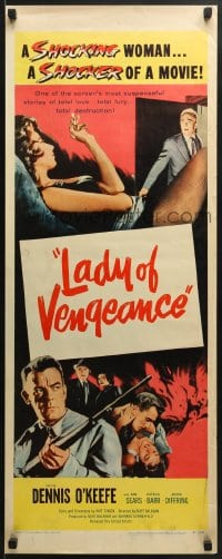 5t210 LADY OF VENGEANCE insert 1957 Dennis O'Keefe, artwork of sexy shocking woman!