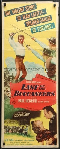 5t214 LAST OF THE BUCCANEERS insert 1950 Paul Henreid as pirate Jean Lafitte, Jack Oakie