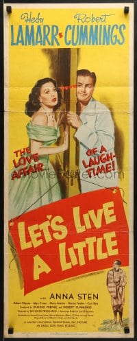 5t218 LET'S LIVE A LITTLE insert 1948 pretty Hedy Lamarr & bewildered Robert Cummings!