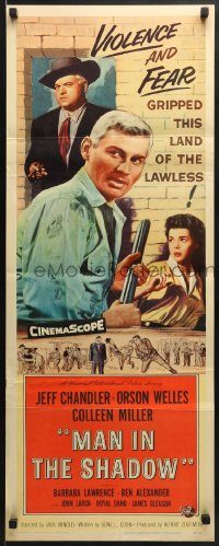 5t244 MAN IN THE SHADOW insert 1958 Jeff Chandler, Orson Welles & Miller in a lawless land!
