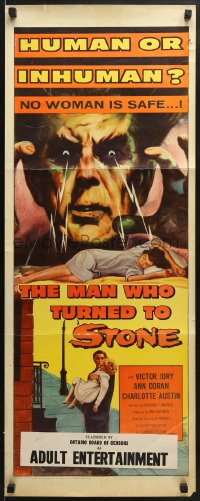 5t246 MAN WHO TURNED TO STONE insert 1957 Victor Jory practices unholy medicine, cool horror art!