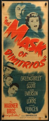 5t248 MASK OF DIMITRIOS insert 1944 Peter Lorre, Sydney Greenstreet, Zachary Scott, Faye Emerson